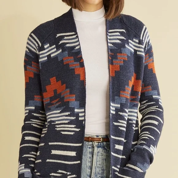 Pendleton Blue and Orange Patterned Cardigan - Picture 4 of 15